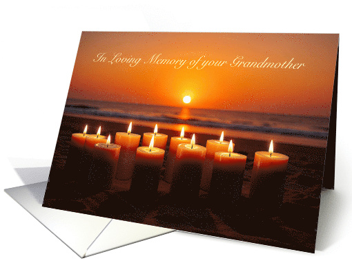 Grandmother Remembrance Anniversary of Death Candles Beach Custom card