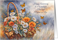 Niece and Nephew in Law Happy Wedding Anniversary Pretty Flowers card