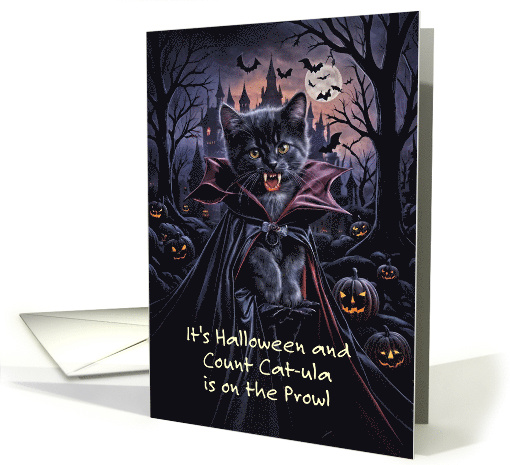Halloween Cute Dracula Cat Kitten with Jack O Lanterns... (1941446)