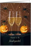First Halloween Newlyweds Being Married Cute Champagne Custom card