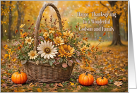 Godson and Family Thanksgiving Day Holiday Fall Colored Flowers card