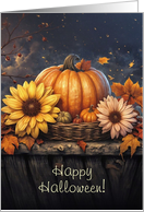 Happy Halloween Pumpkin Autumn Fall Foliage Flowers Colors Custom card
