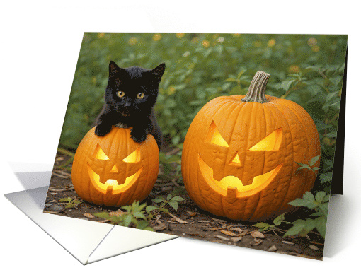 Cute and Fun Black Cat Kitten with Jack O Lantern... (1942792)