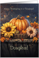 Daughter Happy Thanksgiving Pretty Fall Flowers and Leaves Custom card