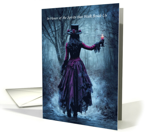 Samhain Woman with Candle on a Misty Path through The... (1944484)