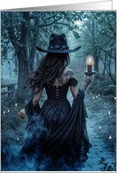 Birthday Spiritual Mystical with Woman and Candles Walking a Path card