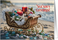 Christmas Beach Seasons Greetings Starfish Seaglass Shells Custom card