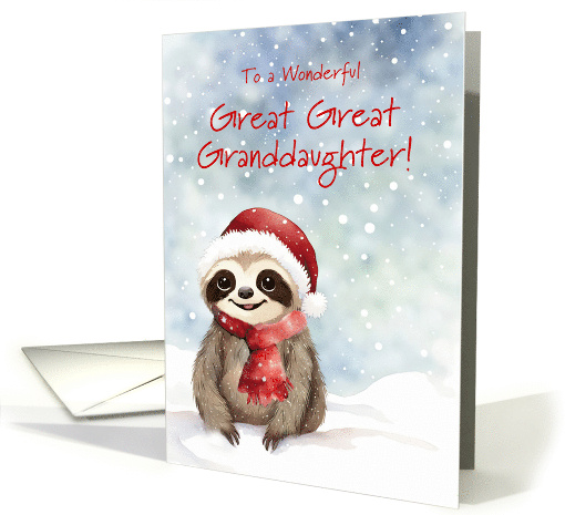 Great Great Granddaughter Happy Holidays Christmas Cute Sloth card