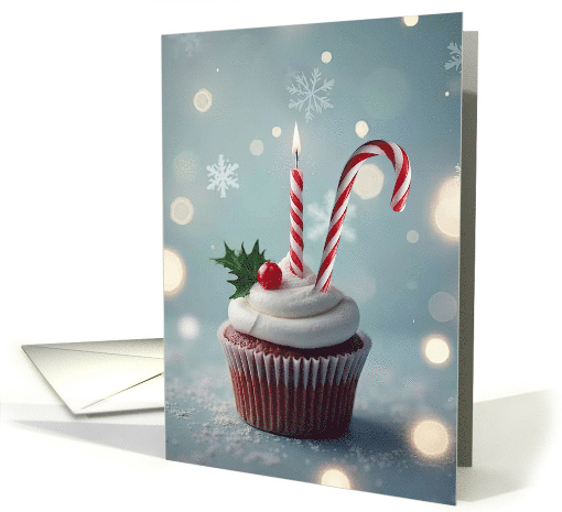 Christmas Eve Birthday with Cupcake Striped Candle and... (1947478)