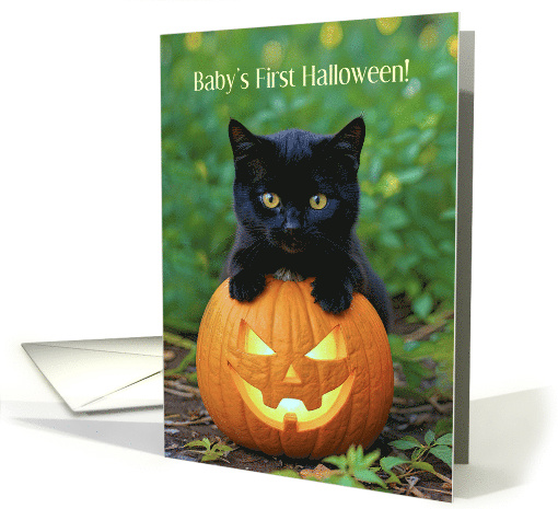Babys First 1st Halloween Cute Black Kitten and Smiling... (1947494)