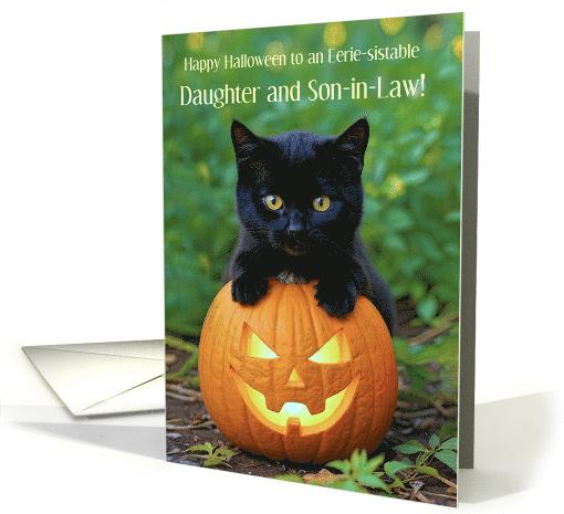 Daughter and Husband Son in Law Happy Halloween Cute Cat Custom card