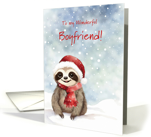 Boyfriend Cute Happy Holidays Christmas with Sloth Snow Custom card