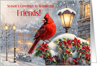 Friend or Friends Season’s Greetings Cardinal Poinsettia Snow Custom card