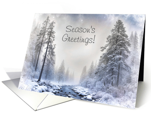 Seasons Greetings Christmas with Winter Landscape Trees... (1948180)