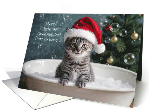 Goddaughter Christmas Cute Cat Kitten in Bubble Bath... (1948428)