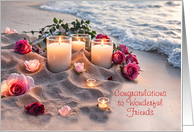 Friends Engagement Congratulations Roses and Candles Beach Custom