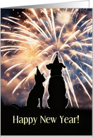 New Year Cat Dog Party Hats Fireworks Wishes and Hopes Custom