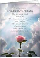 Late Grandmothers Birthday Remembrance Heavenly with Rose card