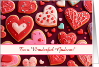 Godson Happy Valentines Day Cute Hearts as Cookies Custom card