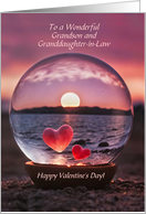 Grandson and Wife Happy Valentines Day with Hearts Beach Custom card
