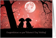 Wedding on Valentines Day Cute with Romantic Pups and Moon Custom