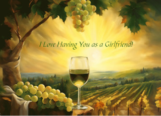 Girlfriend Girl Friend Birthday with Wine and Vineyard Humor Custom