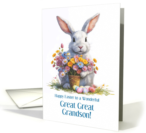 Great Great Grandson Happy Easter Bunny Flowers Eggs Custom card