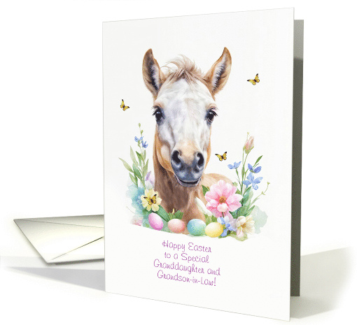Granddaughter and Husband Grandson in Law Happy Easter Horse Cute card