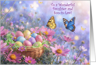 Daughter and Son in Law Pretty Easter Basket of Eggs Flowers Custom