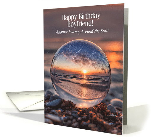 Boyfriend Happy Birthday Beach and Sunset Ocean Pretty Custom card