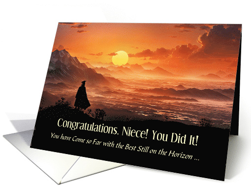Niece Inspiring Congratulations Graduation Cap Gown Sunset Custom card