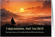 For Him Inspiring Congratulations Graduation Cap Gown Sunset Custom