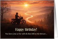Birthday with Motorcycle and Rider Enjoying Sunset Custom Cover Text