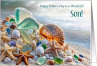 Son Happy Fathers Day with Beach Seashells Ocean Inspirational Custom