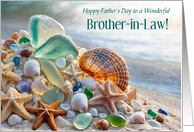 Brother in Law Happy Fathers with Beach Seashells Glass Custom Text