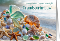Grandson in Law Fathers Beach Seashells Sea Glass Sand Custom Text