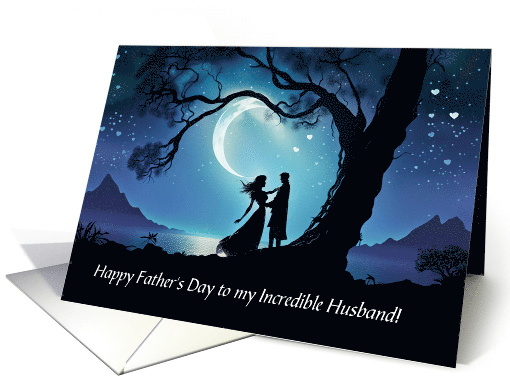 Husband Happy Fathers Day Romantic Couple in Moonlight Custom card