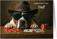 Fathers Day Cute Dog with Cowboy Hat Blackjack Card Hand Custom Funny