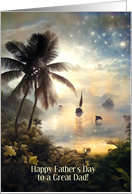Dad Father Happy Fathers Day Tropical Paradise Sailboat Custom Text card