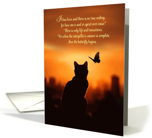 Cat Sympathy with Silhouetted Cat and Butterfly Spiritual... (1981246)