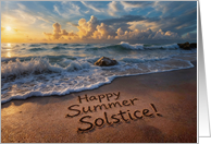 Summer Solstice Coastal Seaside Beach with Clouds Sunset and Waves