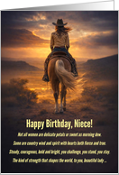 Niece Birthday Country Western Cowgirl and Horse Strong and Inspiring card