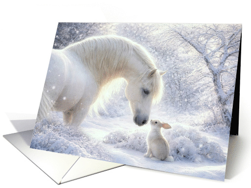 Horse and Bunny Rabbit in the Snow Charming Seasons... (1988722)