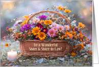 Sister and Sister in Law Wife Happy Anniversary Flower Basket Custom