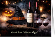 Halloween Wine Humorous with Bottles of Wine Witch Hat Custom