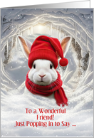 Friend Christmas Happy Holidays Cute Bunny Rabbit in Snow Custom