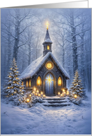 Christmas Country Church in the Woods with Lights and Candles