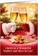 Nephew and Niece in Law Christmas Holiday Cheers Champagne Custom card