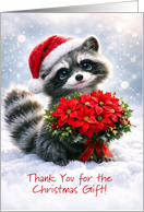 Thank You for the Christmas Holiday Gift Cute Raccoon Custom card