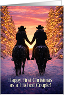 First 1st Christmas Married Hitched Country Western Cowboy Custom card